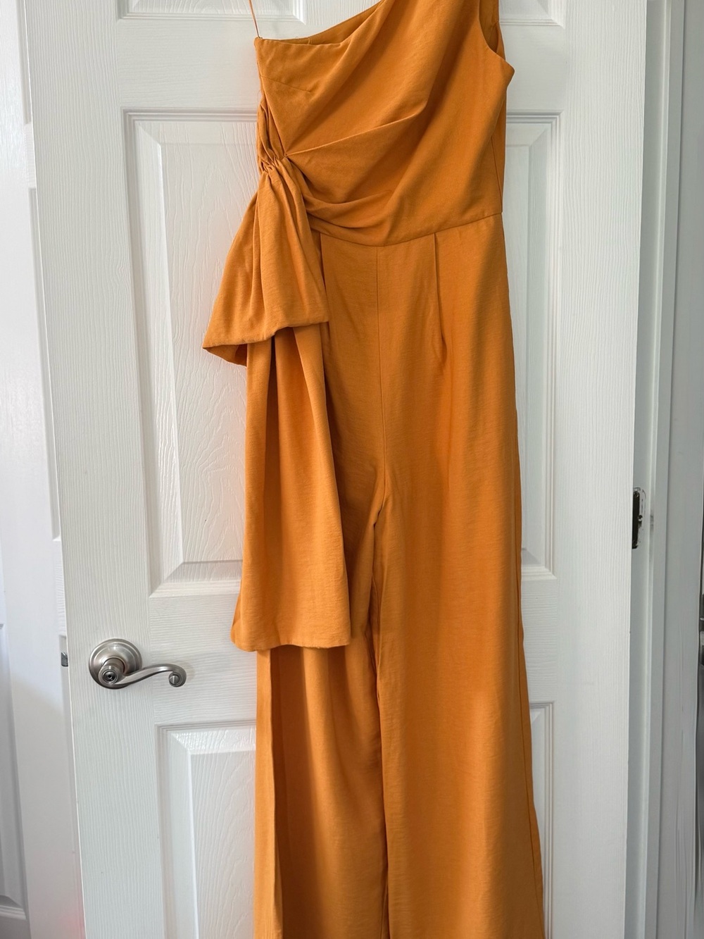 C/MEO Collective One-Shoulder Wide-Leg Jumpsuit in Mustard